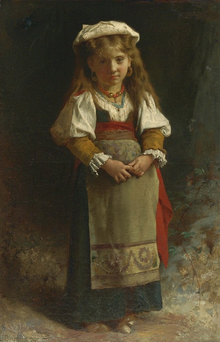Портрет девочки (Portrait of a Young Girl). (1874). Автор: Leon Bazile Perrault.